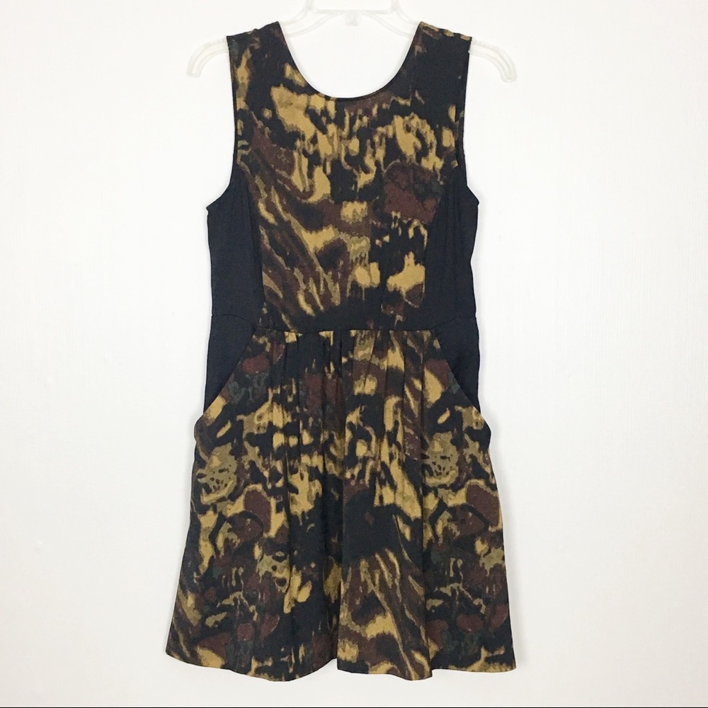 Urban Outfitters‎ Silence+Noise Dress Womens 4 Brown Sleeveless Mini Pockets